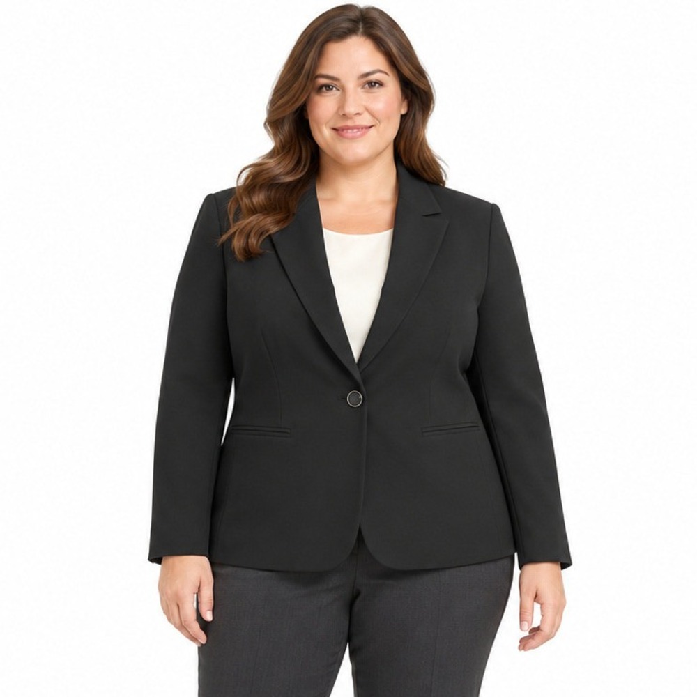 Preston & York Black Single Button Professional Blazer Jacket Womens Size 16